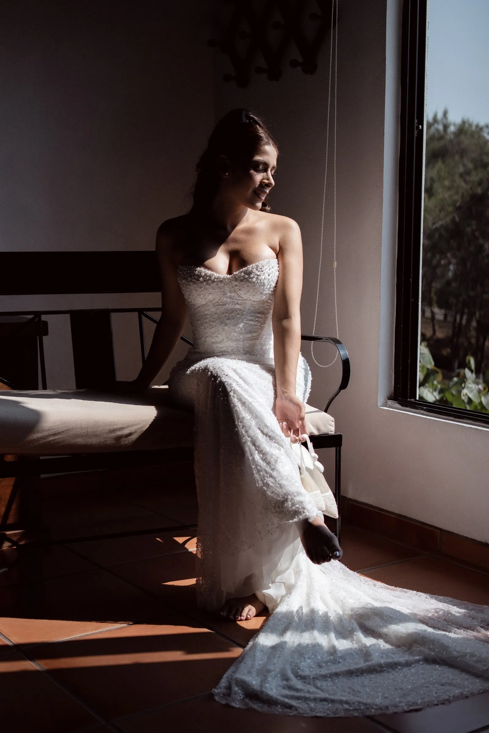 La novia durante los preparativos